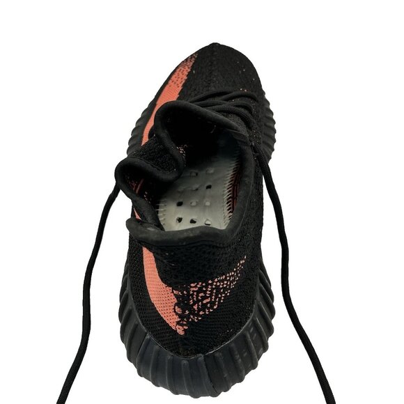 Adidas Yeezy Boost 350 V2 Black/Red Sneakers Size 8.5 Mens Lace-Up Knit Athletic - Picture 4 of 10